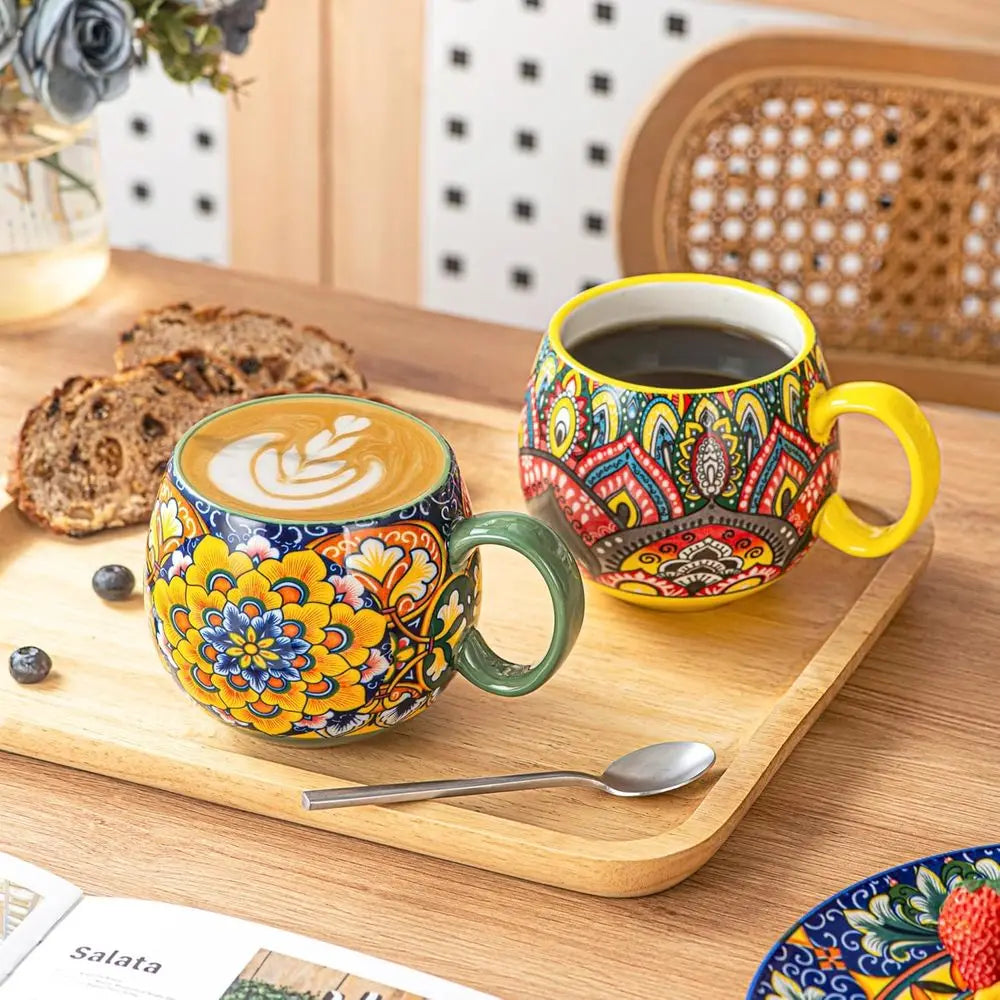6-Piece 20 oz Colorful Porcelain Mug Set with Handle Microwave and D-washer