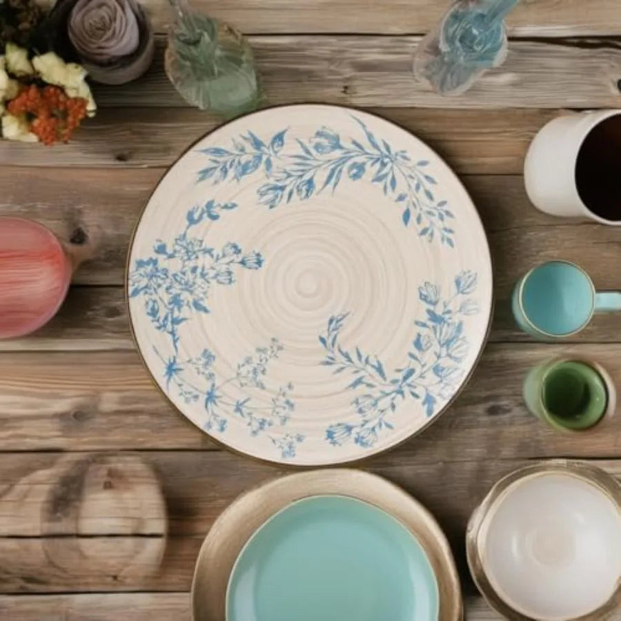 12 Pcs Ceramic Dinnerware Set, Service For 4, Multicolor