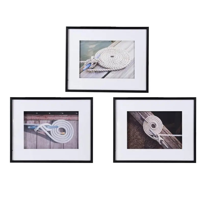 Set of 3 Rope Wall Art with Black Frame, 30x24in Wall Decor for Living Room, Bedroom, Entryway, Office
