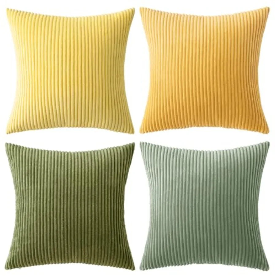 Boho Farmhouse Throw Pillow Covers 18x18 Inch Set of 4 Modern Nordic Cushion Covers Soft Corduroy