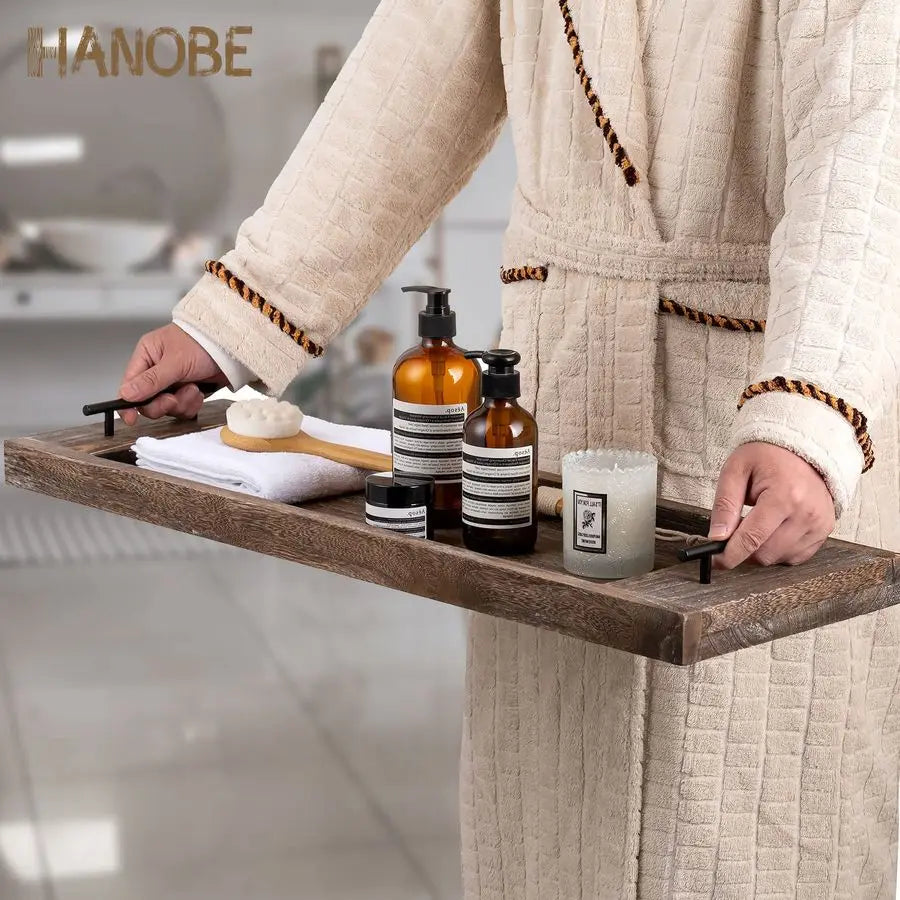 Bathtub  Extra Lg Wood Tray Bath Caddy  Rustic