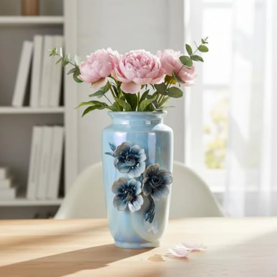 Ceramic Vase - Small Decorative Vase with Floral Pattern