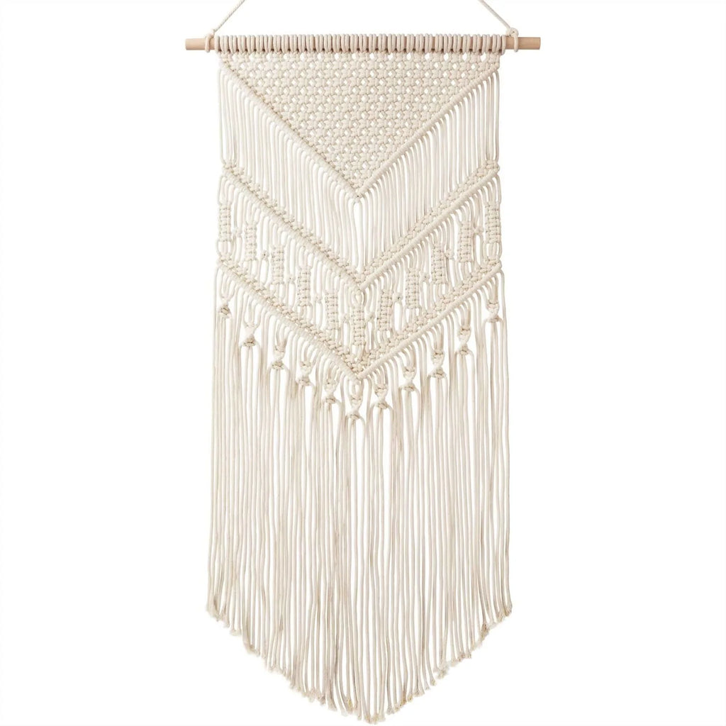 Macrame Wall Hanging Boho Decor, Handmade Cotton Tapestry  17x33 Inches