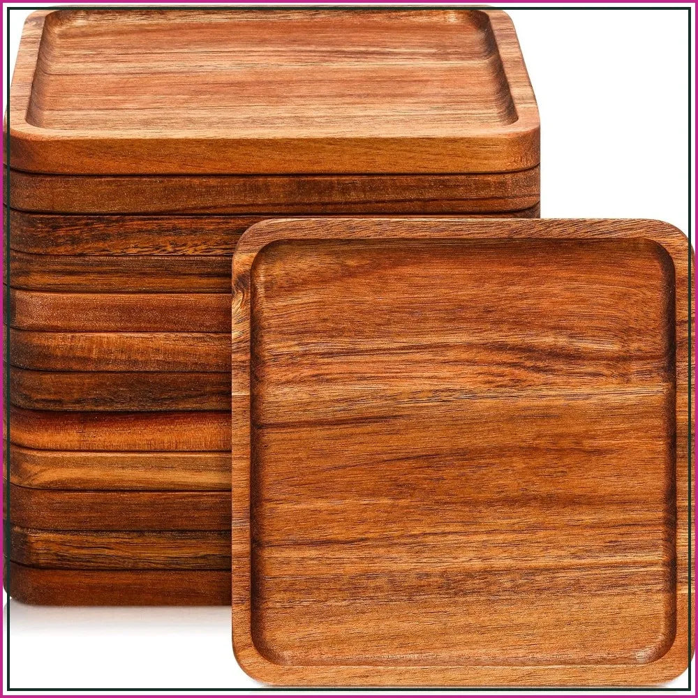 12 Pcs Square Acacia Wood Charcuterie Boards - 8 Inch Serving Trays