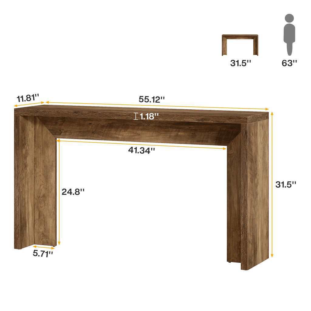 Farmhouse Console Table, 55-Inch Wooden Sofa Table for Entryway, Foyer, Hallway, Living Room