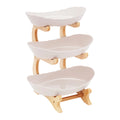 Kitchen Storage Rack Three Tier Fruit Tray Large Detachable Bamboo Stand Space Saving Bowl