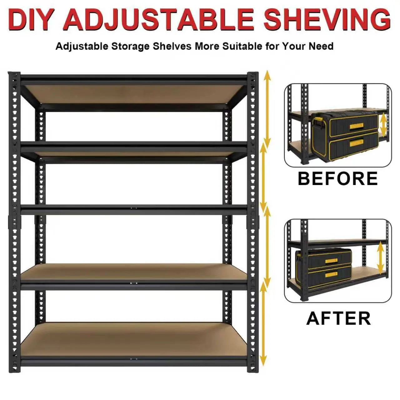 3050 LB Sturdy Metal Storage Racks - Extra Wide 40" Robust Garage Shelving System with Adjustable Height, Tool-Free Assembly
