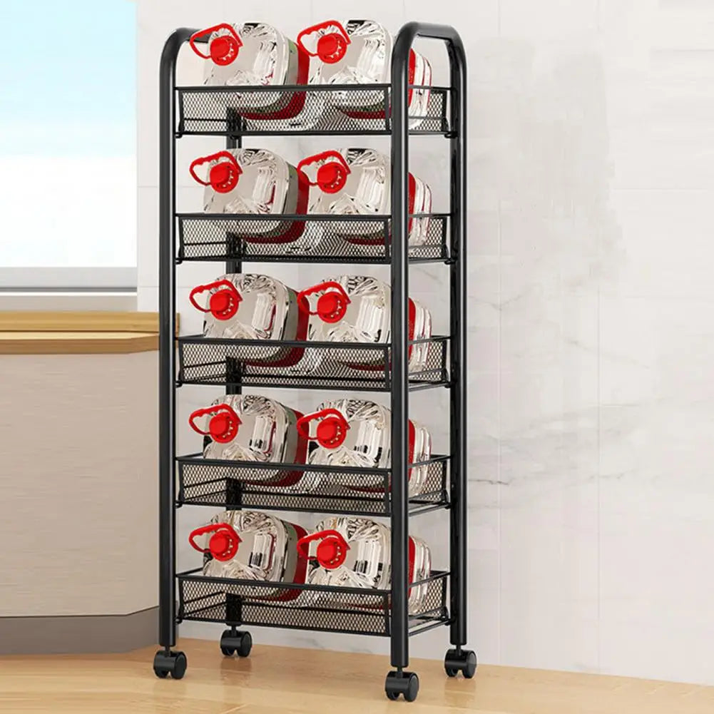 Storage Basket, 5 Tier Stackable Metal Mesh with 360 Wheels