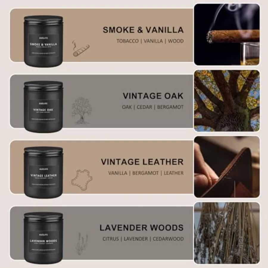 Men Candle Set, Scented Candles  - 4 Pack