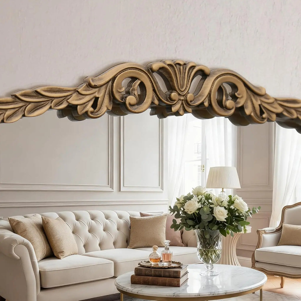 Large Arched Fireplace Mirror Gold Vintage