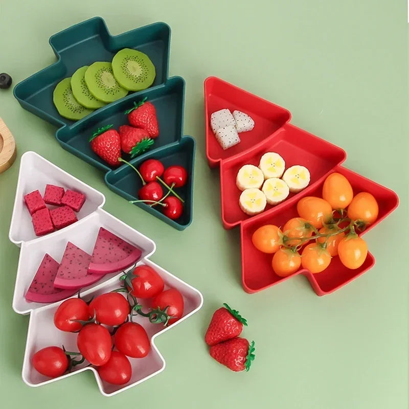 5PCS Christmas Tree Serving Tray Plastic