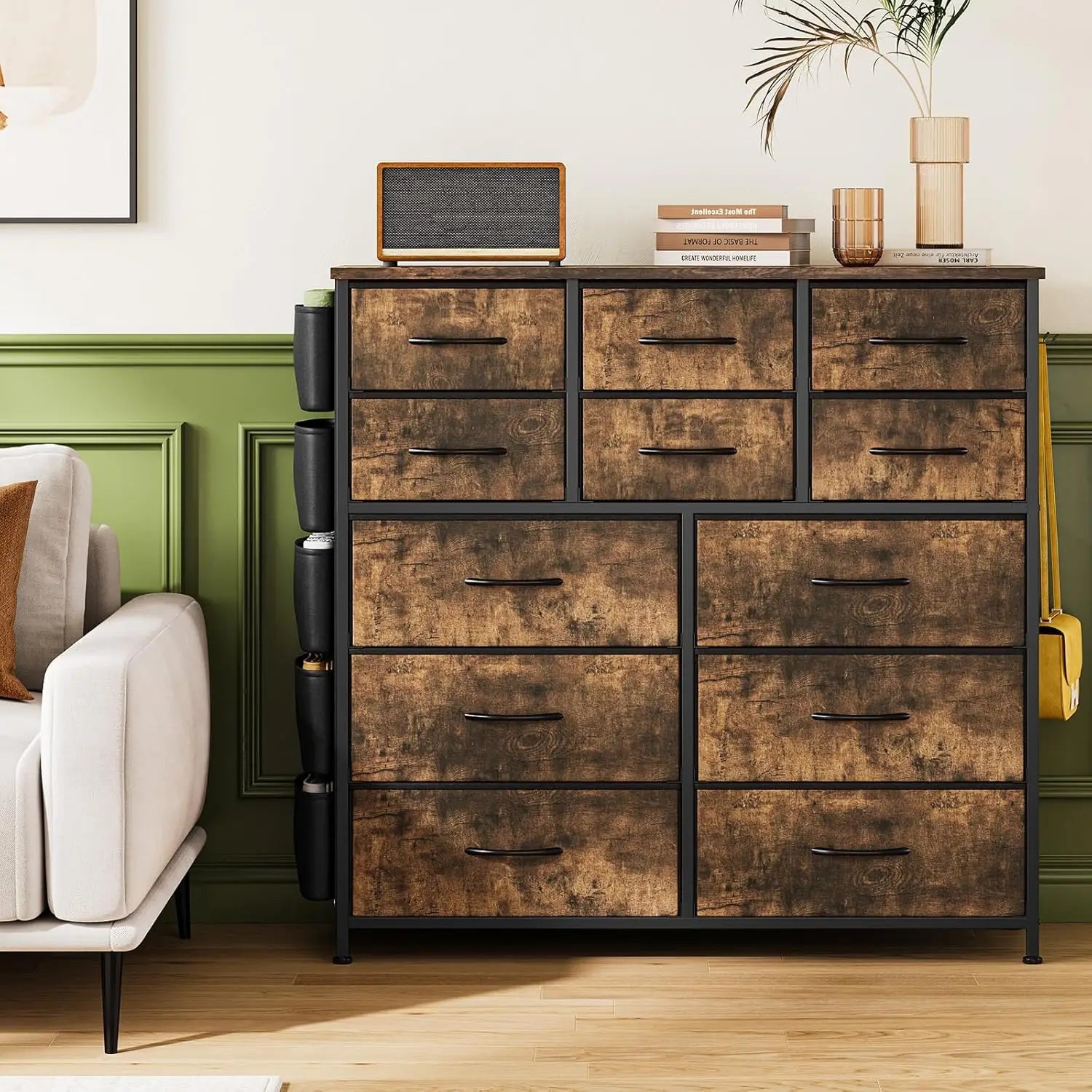 12-Drawer Dresser with Side Pockets,