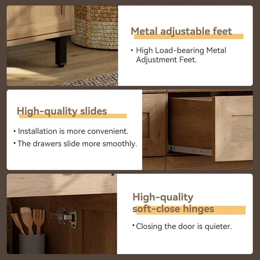 3 in 1 Modern Buffet Cabinet with 2 Doors and 1 Drawer Wood
