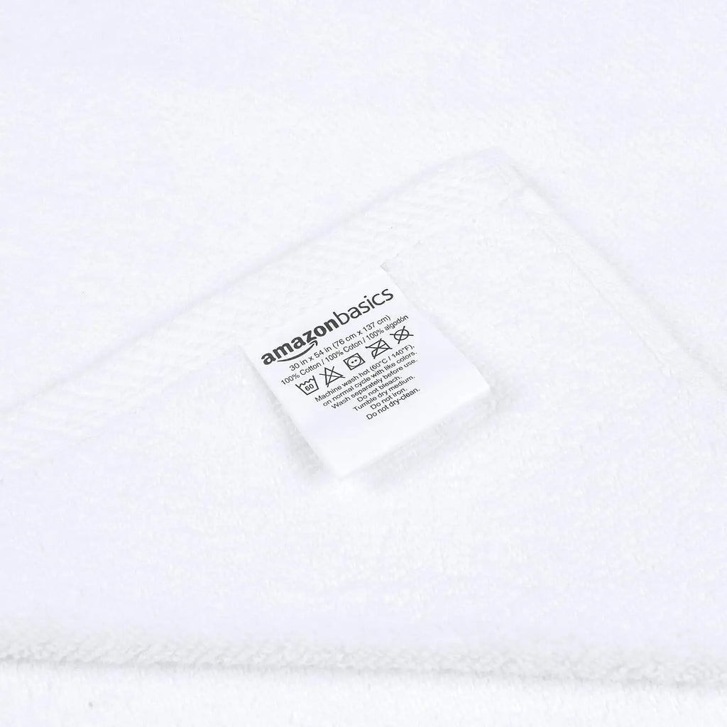 Quick-Dry Oversize Bath Towel 100% Cotton 54x30 Inches for Bathroom, White
