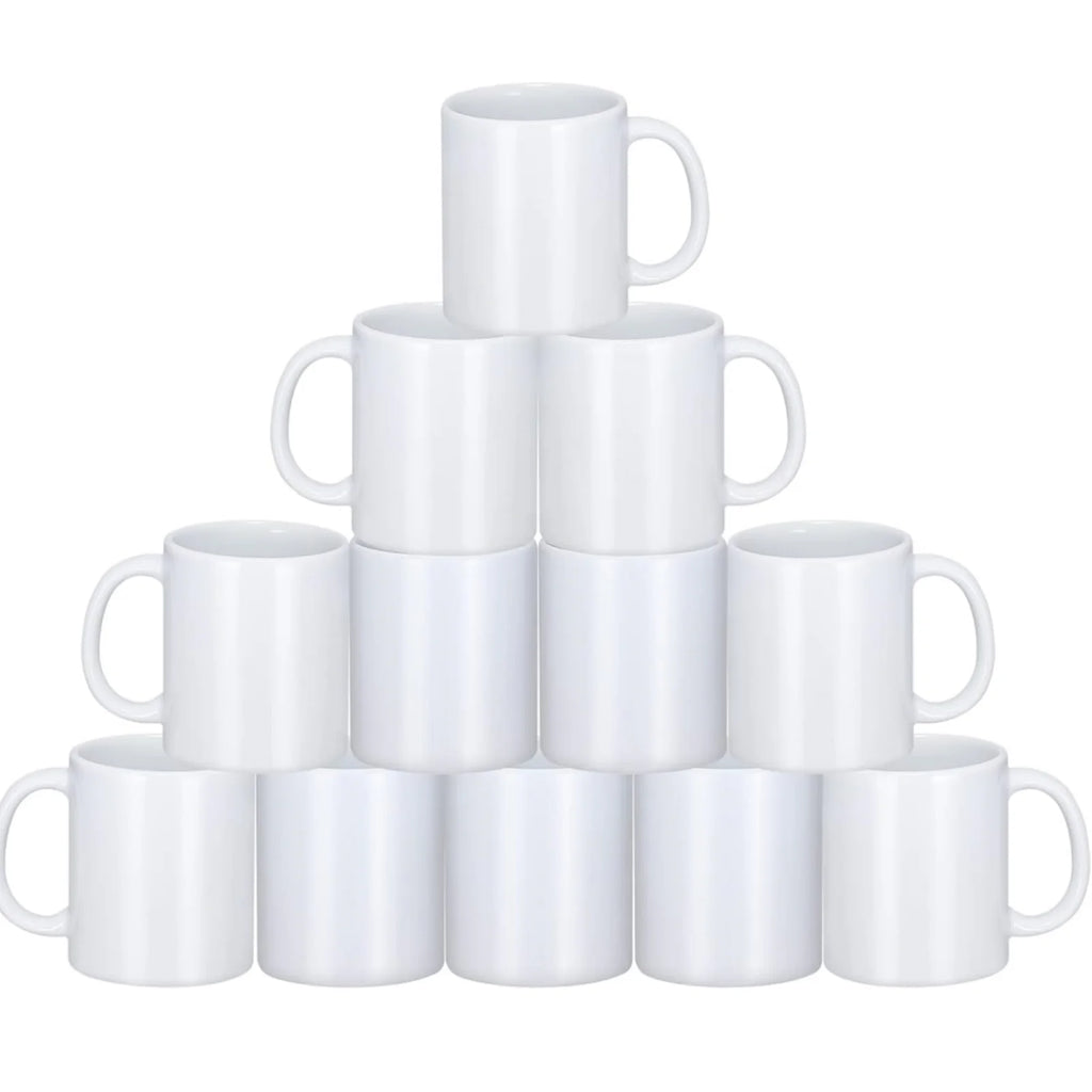 Sublimation Mugs Blank White Ceramic Sublimation Cups, 11 oz Set of 12
