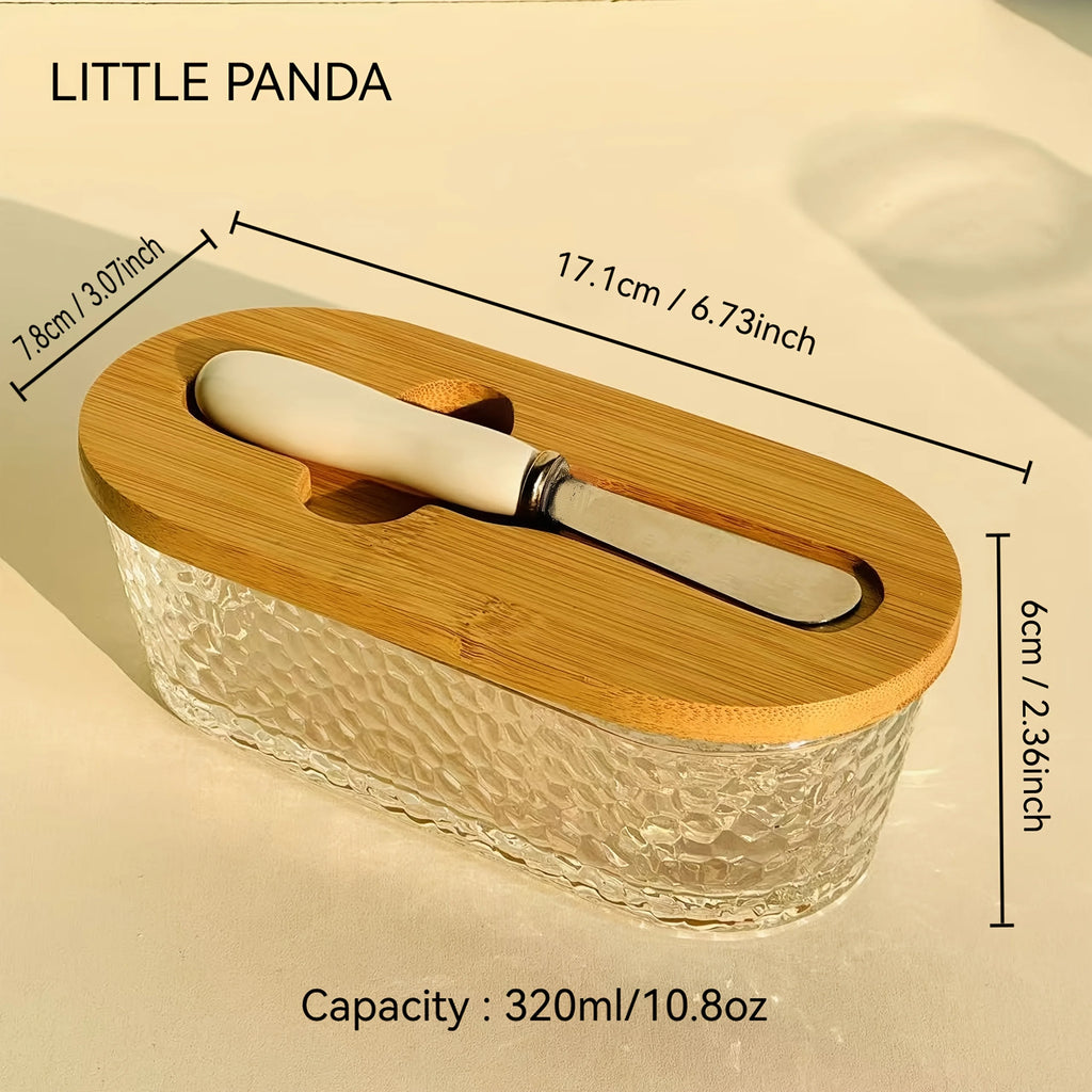 [Glass Butter Dish] 2pcs Set of Dinner Knife and Butter Box Glass Butter Dish with Sealed Lid