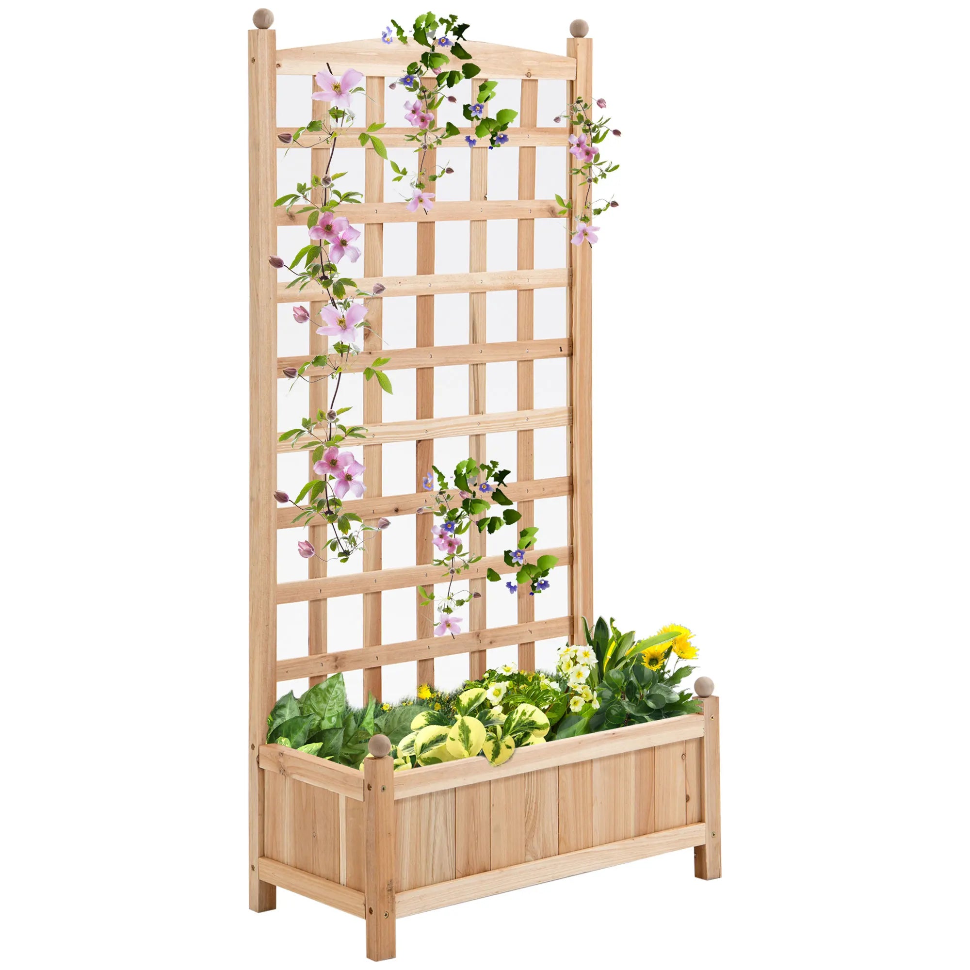 Outdoor 24" x 12" Backyard Plant Bed w/ Strong Wooden Design & Materials
