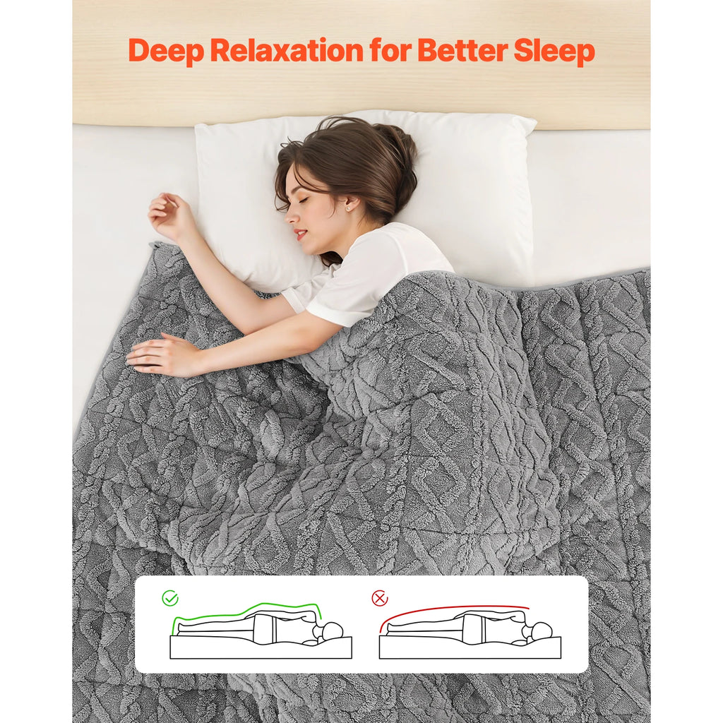 Weighted Blanket 20 lbs 60 x 80 in Queen Size Sherpa Fleece Blanket w/ Glass Beads for 200-250 lbs