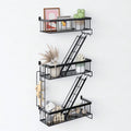 Tier Fire Escape Wall Shelf, Wall Art Ladder Shelf, Black Metal Shelves