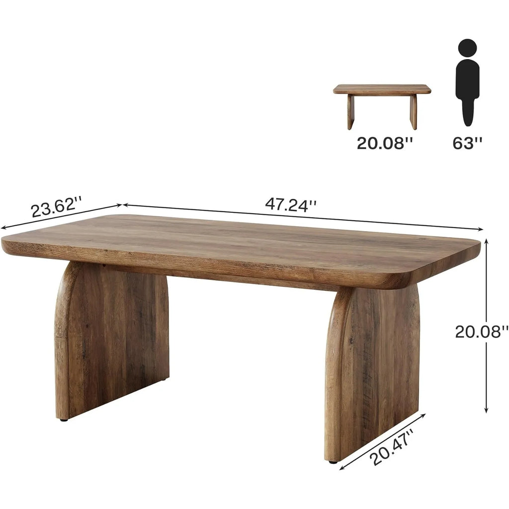 Rectangle Wood Table  Farmhouse Sturdy Base