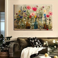 Bohemian floral vase canvas wall art with 1.5" solid wood frame