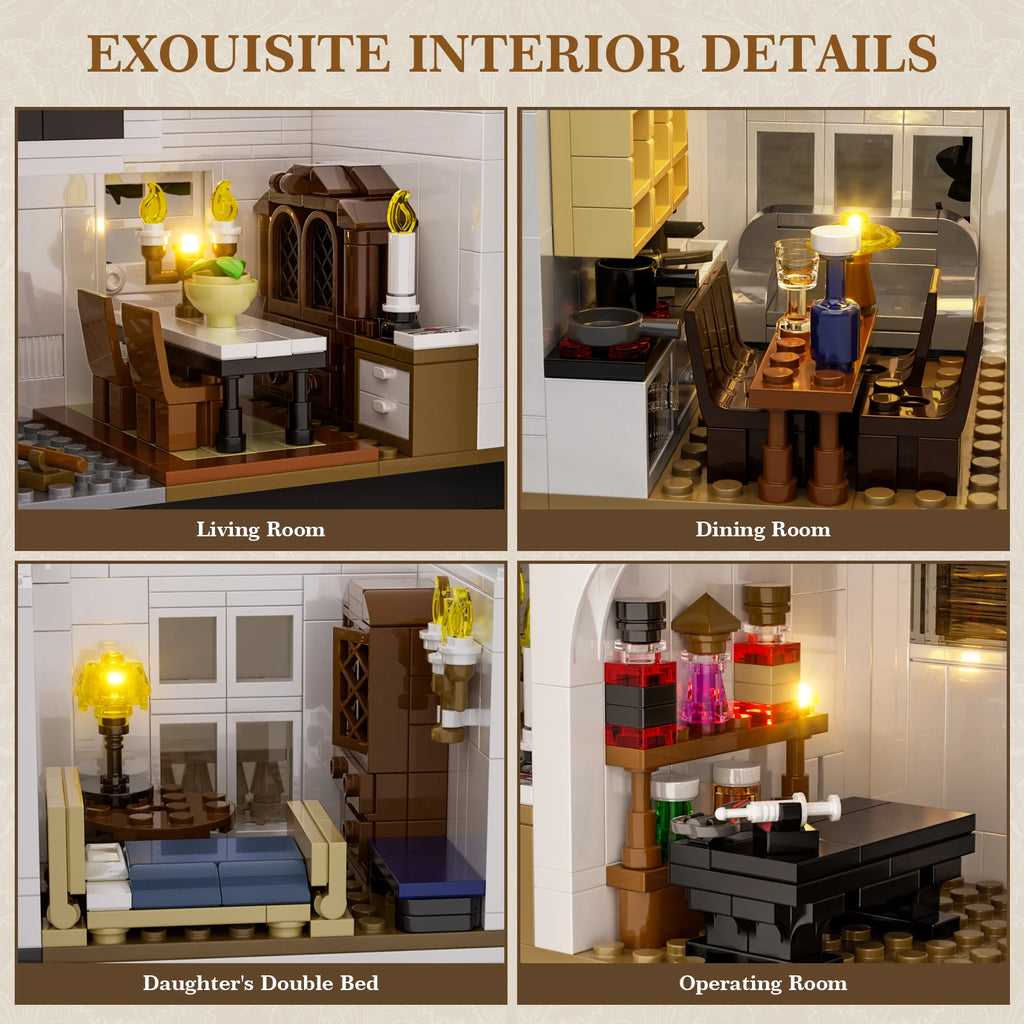 Magic House Building Set  LED Light Owens House Blocks Model Gift for Adults (1877PCS)