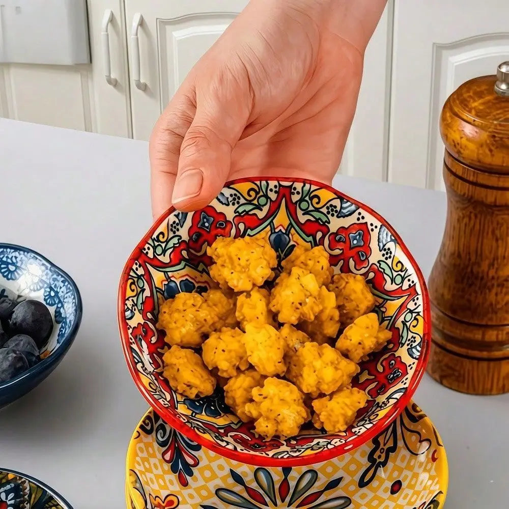 6pcs Bohemian Ceramic Small Dish 4.5 Inch - Multi-Use