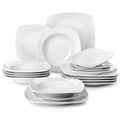Classic 18-Piece Ceramic Porcelain Dinnerware Set with 6*Dinner Soup Dessert Plates Tableware Set Service for 6