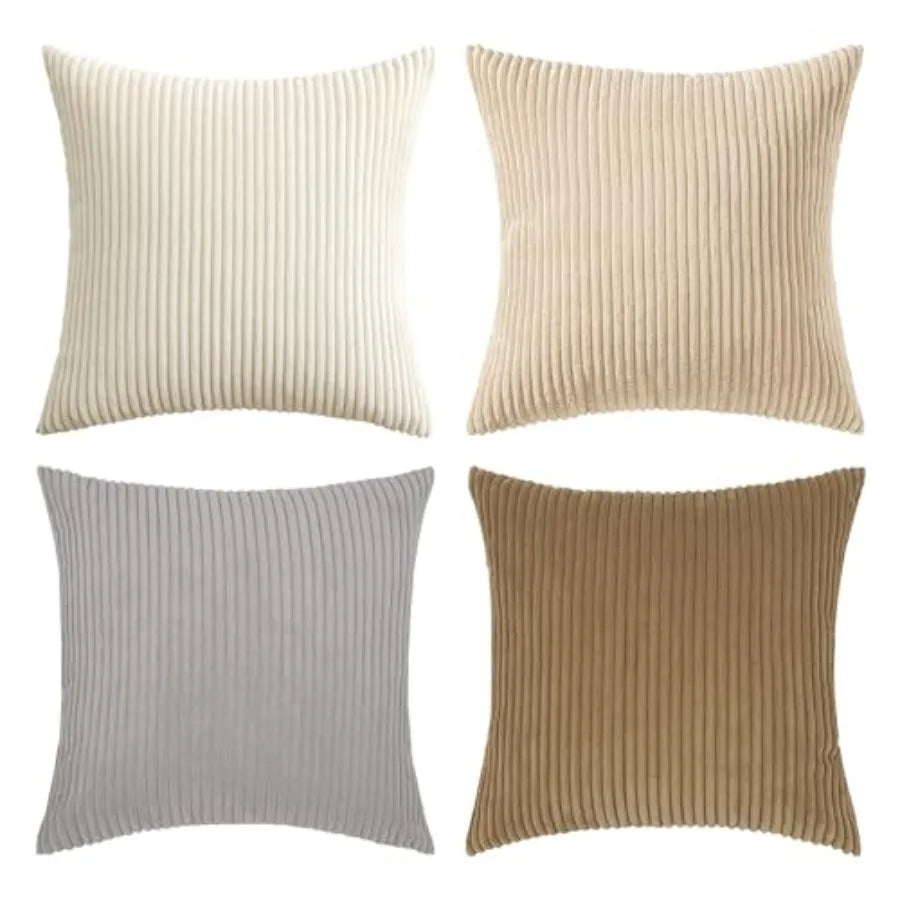 Boho Farmhouse Throw Pillow Covers 18x18 Inch Set of 4 Modern Nordic Cushion Covers Soft Corduroy