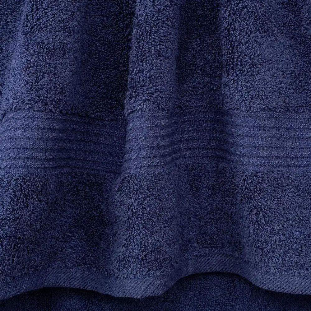 4-Piece Navy Blue Cotton Extra Large Plush Bath Towel Set cotton
