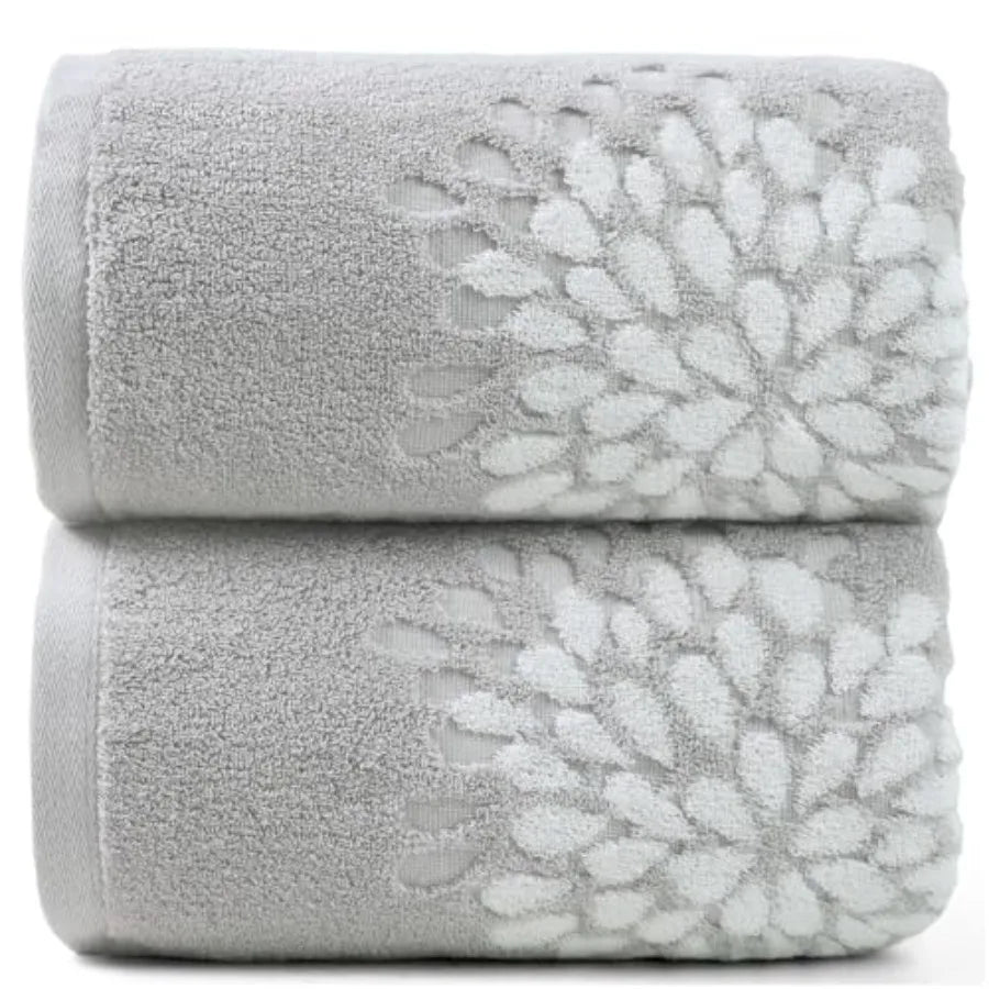 Set of 2 - Large 55" x 28", Decorative Hydrangea Floral Jacquard, cotton