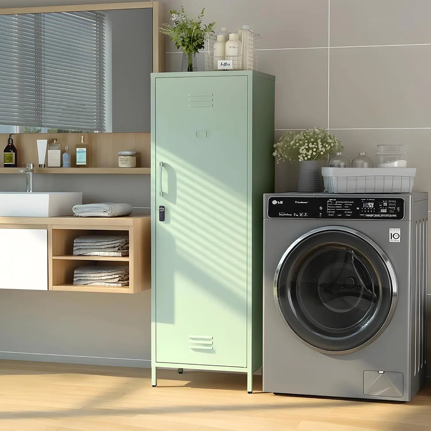 Lockable Metal Storage Cabinet with Removable Shelves