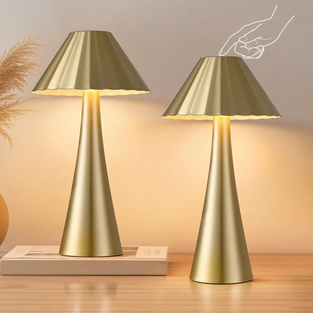 26.5 Inch Modern Metal Mini Table Lamp Set Of 2,  Top Touch Control and USB Charging, Dimmable LED Light