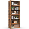 6 Shelf Bookcase Wooden Large 63 Inch Tall Bookcase Standing Open Book Shelf Organizer Adjustable Display