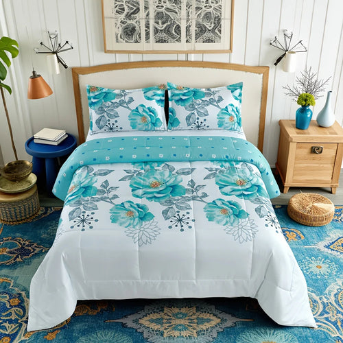 2/3pcs Beautiful Reversible Comforter Set - Lightweight & Breathable Sides, Cozy Soft Bedding with 1 Comforter & 1 Or 2 Pillowcases