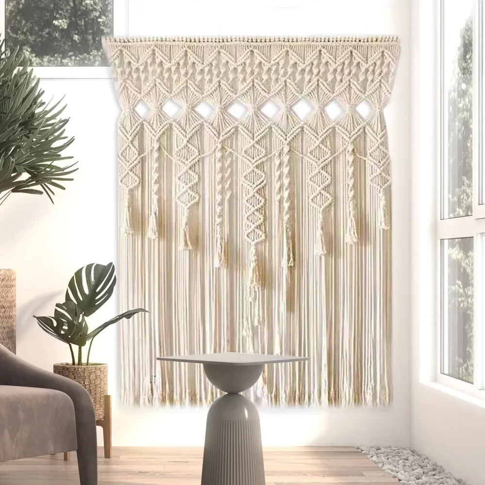 Macrame Woven Wall Hanging Tapestry Boho Backdrop Curtain Home Decor Handmade US