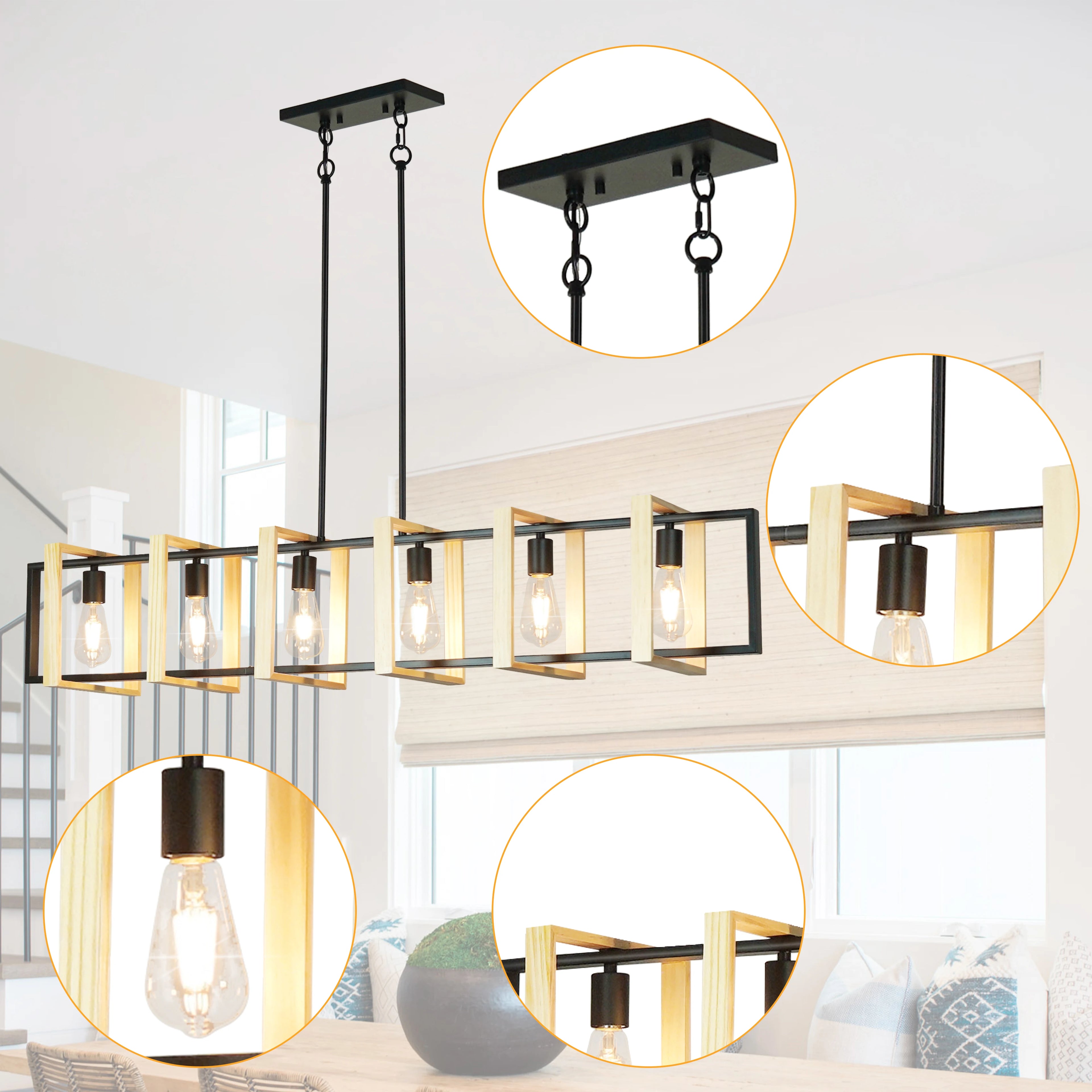 Modern Farmhouse Kitchen Island Dimmable Lighting Island Lights