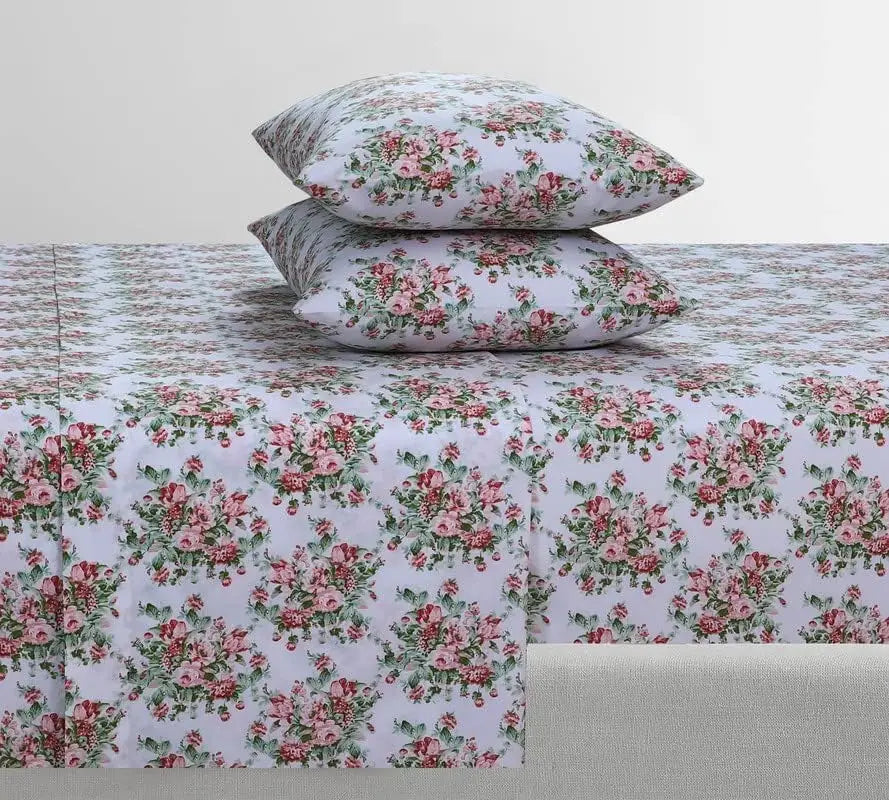 Soft 100% Cotton Percale Sheets, 300 Thread Count Bed Set with 16" Deep Pocket, Cooling Breathable Bedding for All Seasons, Twin