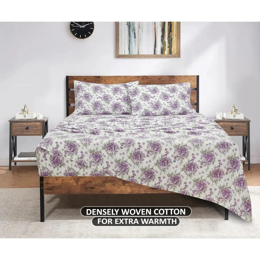 4 Piece 100 Cotton Flannel Sheets Queen Size Bed Set Deep Pockets