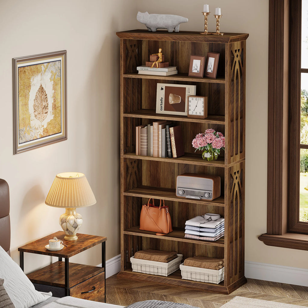 6-Tier Bookshelf, 75-Inch Tall Bookcase Freestanding Display Shelves