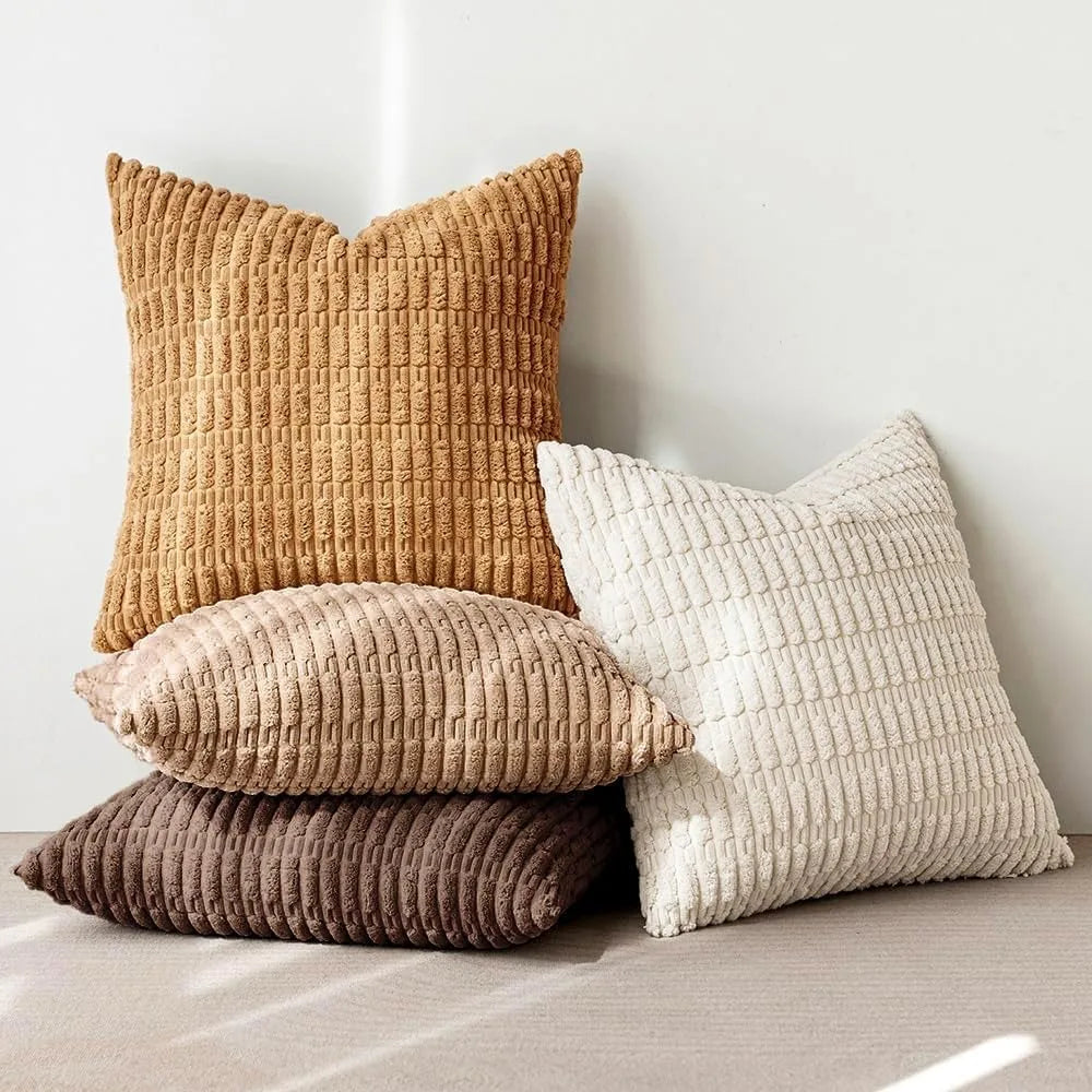 Corduroy Decorative Throw Pillow Covers 18x18 Set of 4