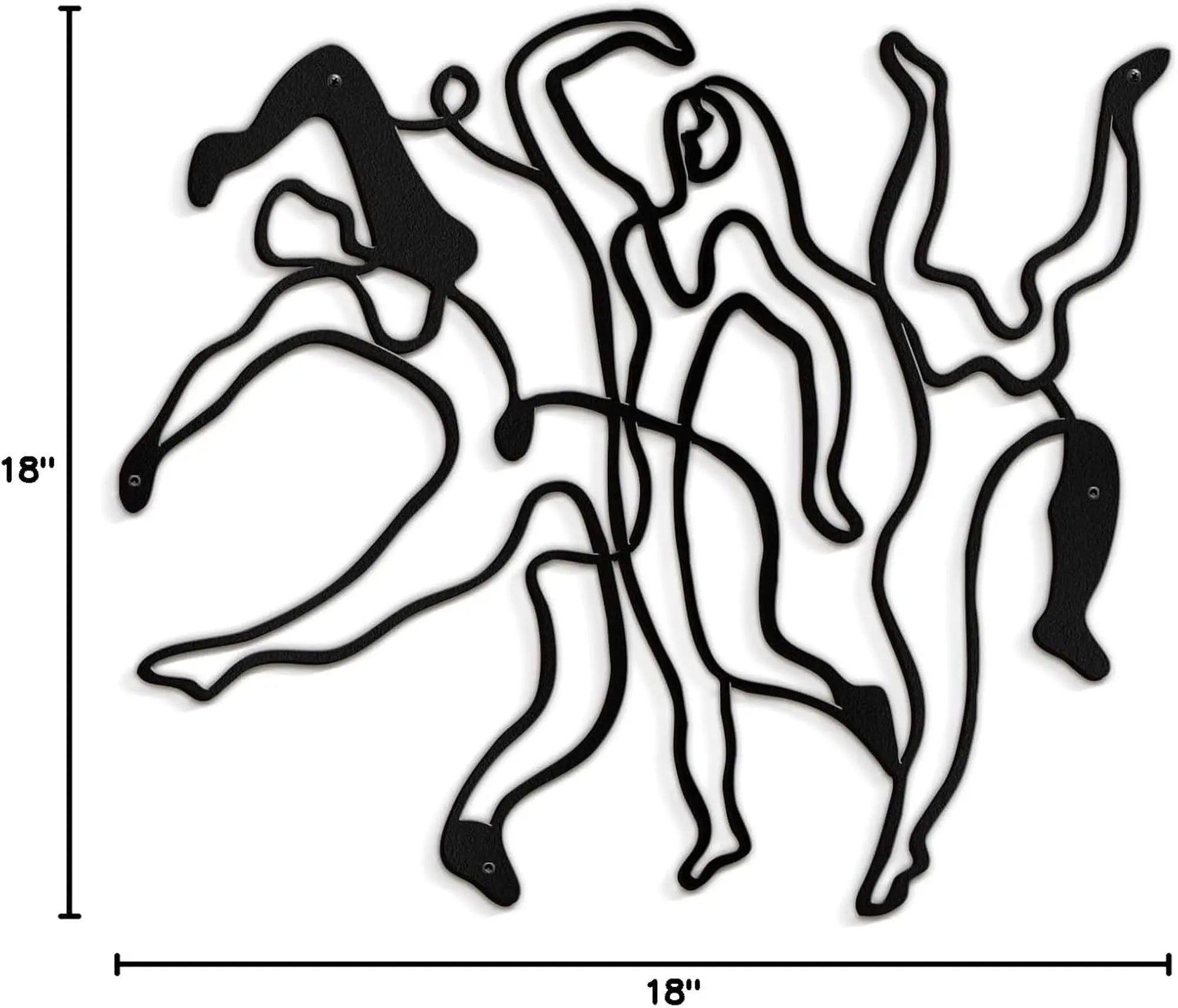 Minimalist Single Line Female Figure Metal Wall Sculpture Black 45.7cm Modern Abstract