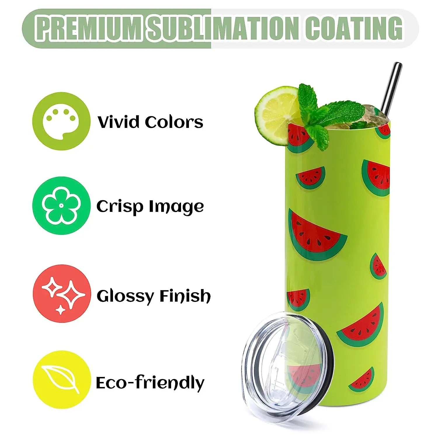 8pcs Stainless 20 OZ Sublimation Tumblers Skinny Straight Sublimate Tumbler Blank DIY Mugs Cups with Sublimation Papers
