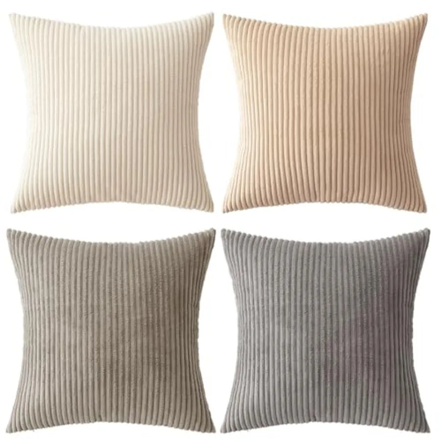 Boho Farmhouse Throw Pillow Covers 18x18 Inch Set of 4 Modern Nordic Cushion Covers Soft Corduroy