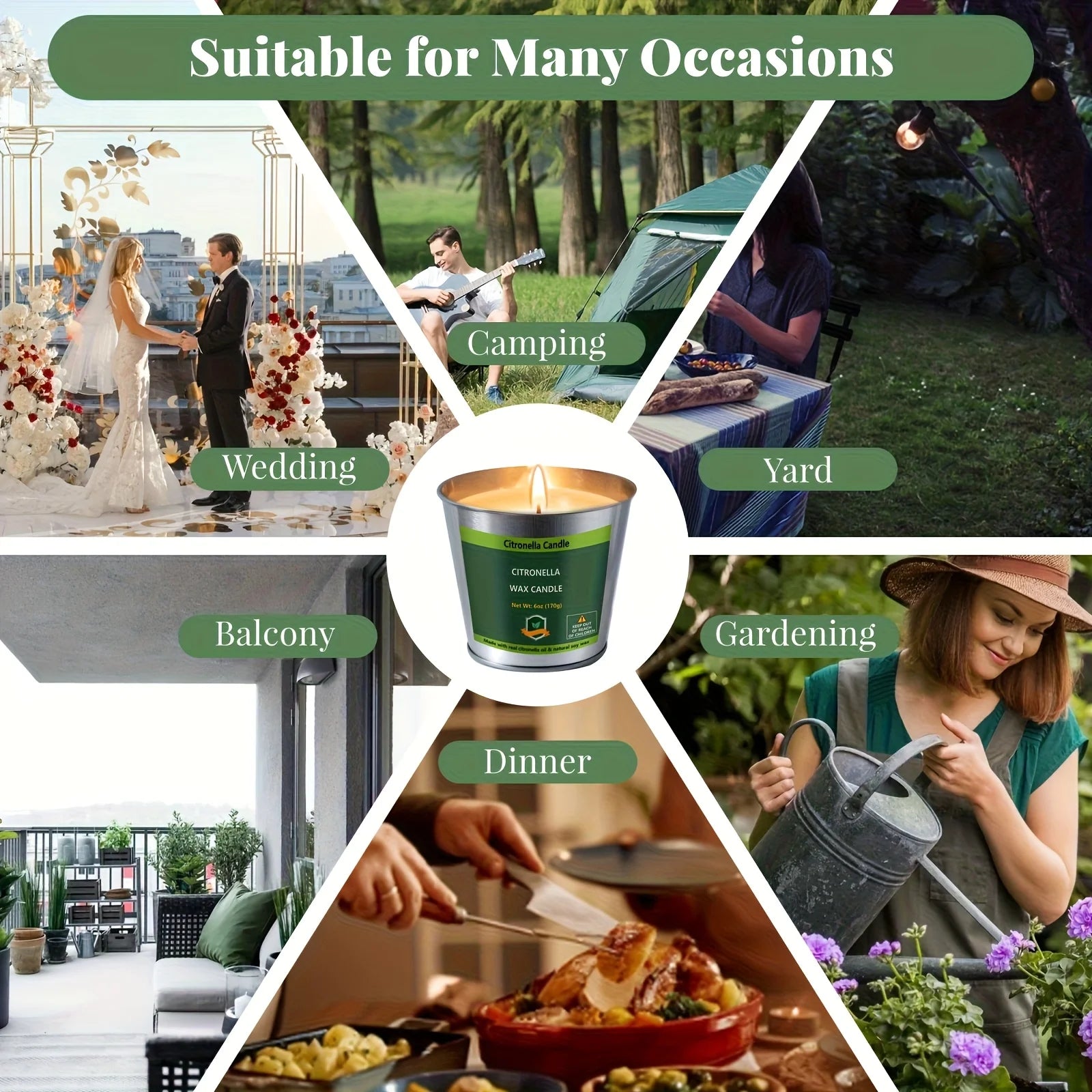 4pcs Citronella Candles Outdoor, 6oz 128 Hours Burning