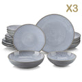 16/32/48 Piece Embossed Stoneware Tableware Set with Dinner/Dessert Plate/Soup Bowl/Mug Service for 4/8/12 Person
