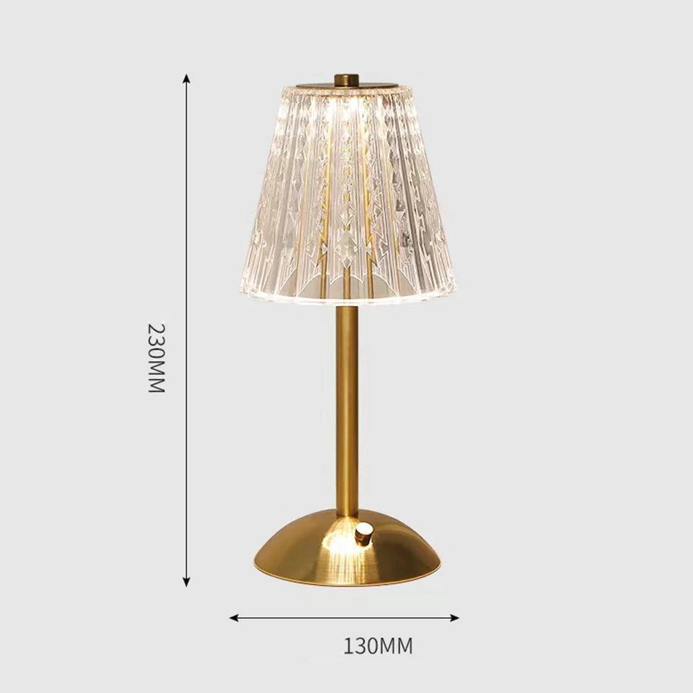 3 Colors LED Crystal Table Lamp Dimmable  Rechargeable Romantic Wireless