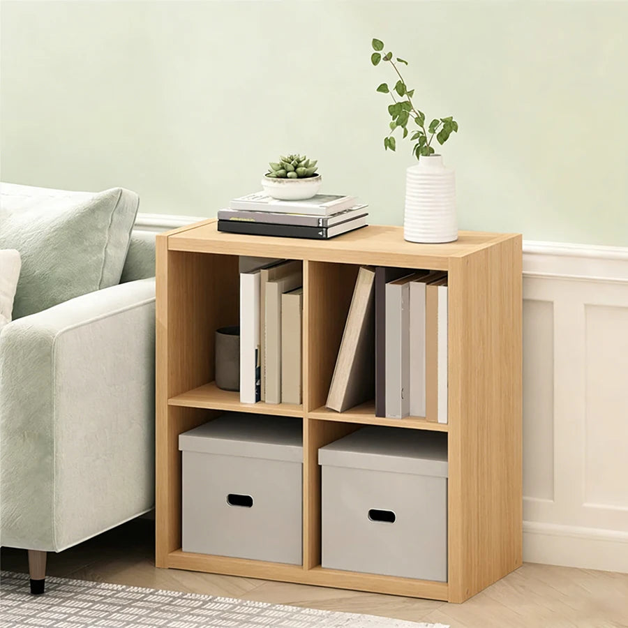 Thick Wooden Frame 4 Cube Storage Organizer Shelf with Anti-Tipping Kits, Reversible Open Back, Horizontal & Vertical Dual-Use. Ideal for  multi-use