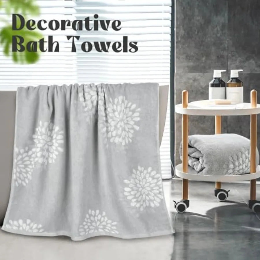 Set of 2 - Large 55" x 28", Decorative Hydrangea Floral Jacquard, cotton