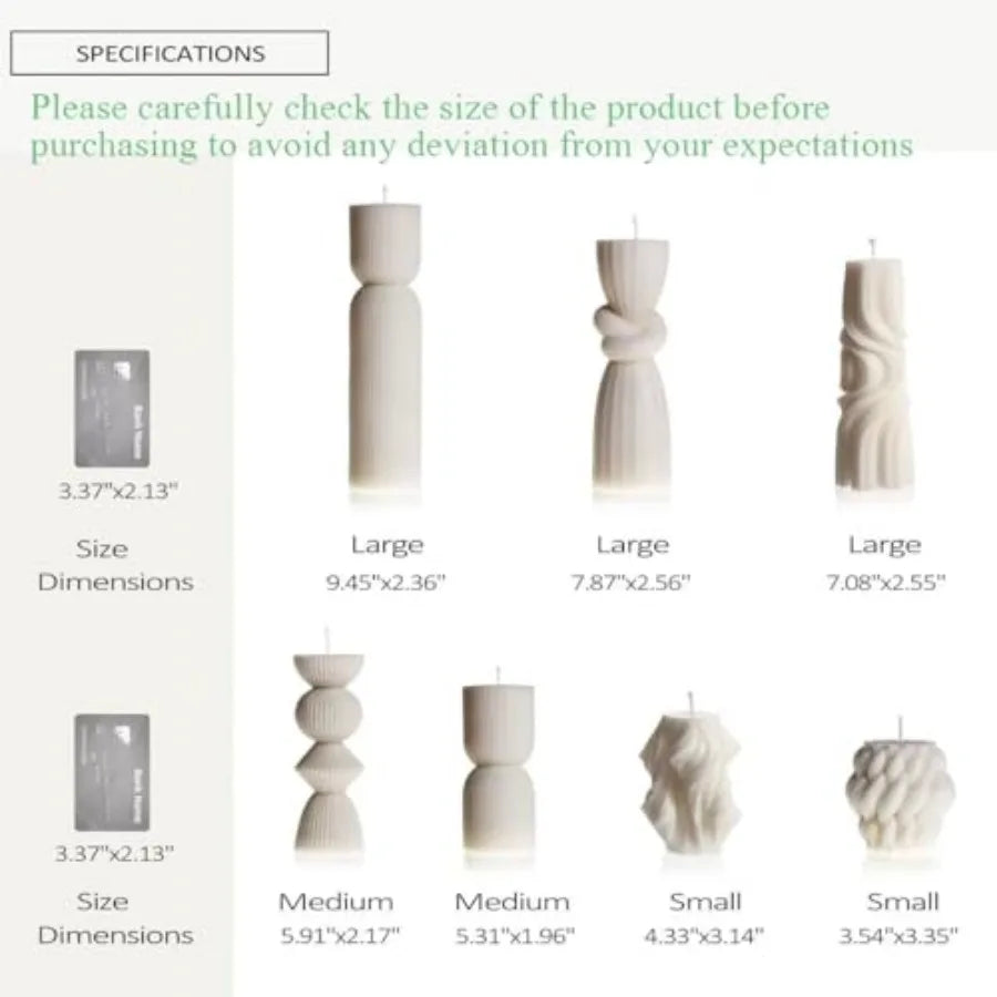 7-Pack Pillar Candles - Soy Wax Handmade Ribbed Candles